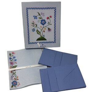 Hallmark Floral Stationery Boxed Set Decorated Sheets Blue U.S.A. Grandmacore